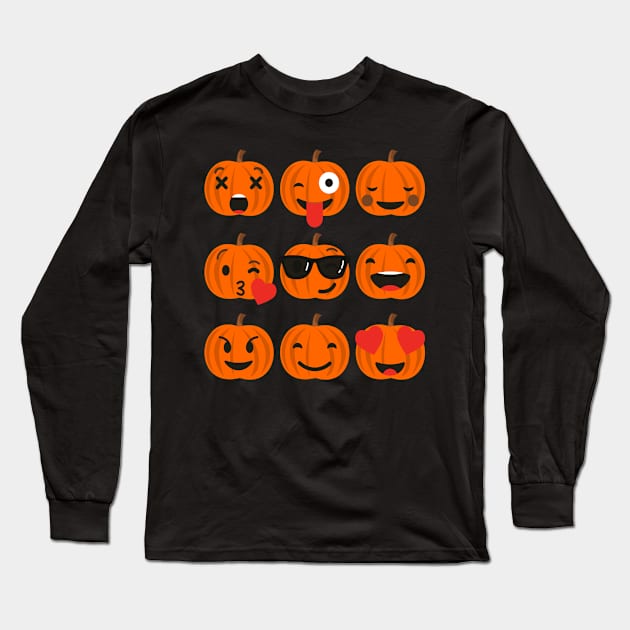 Halloween Pumpkins Emoji Long Sleeve T-Shirt by brillallfarriambd